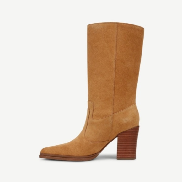 Franco Sarto Jaxon Mid Calf Boot In Warm Camel Brown Suede - Picture 8 of 9
